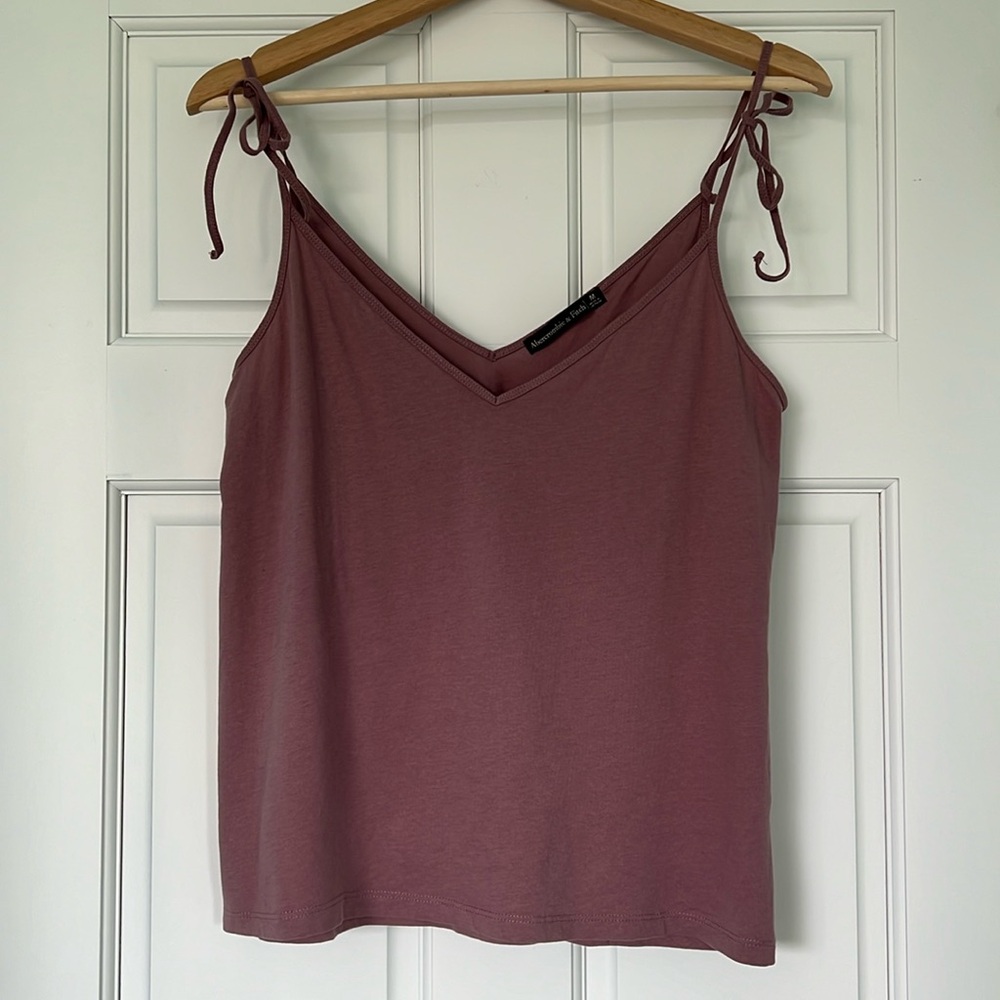 Purple Abercrombie & Fitch Tie Spaghetti Strap Cotton Camisole Top